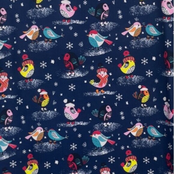 Gabby Brooke Christmas Scrub Top Womens Small Blue New Bird Print - Picture 5 of 10